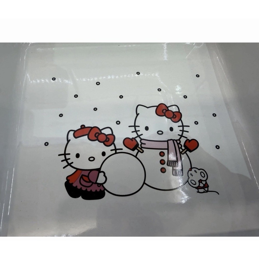 NEW Hello Kitty Christmas White Snowman & Candy Canes Square Ceramic Baking Dish